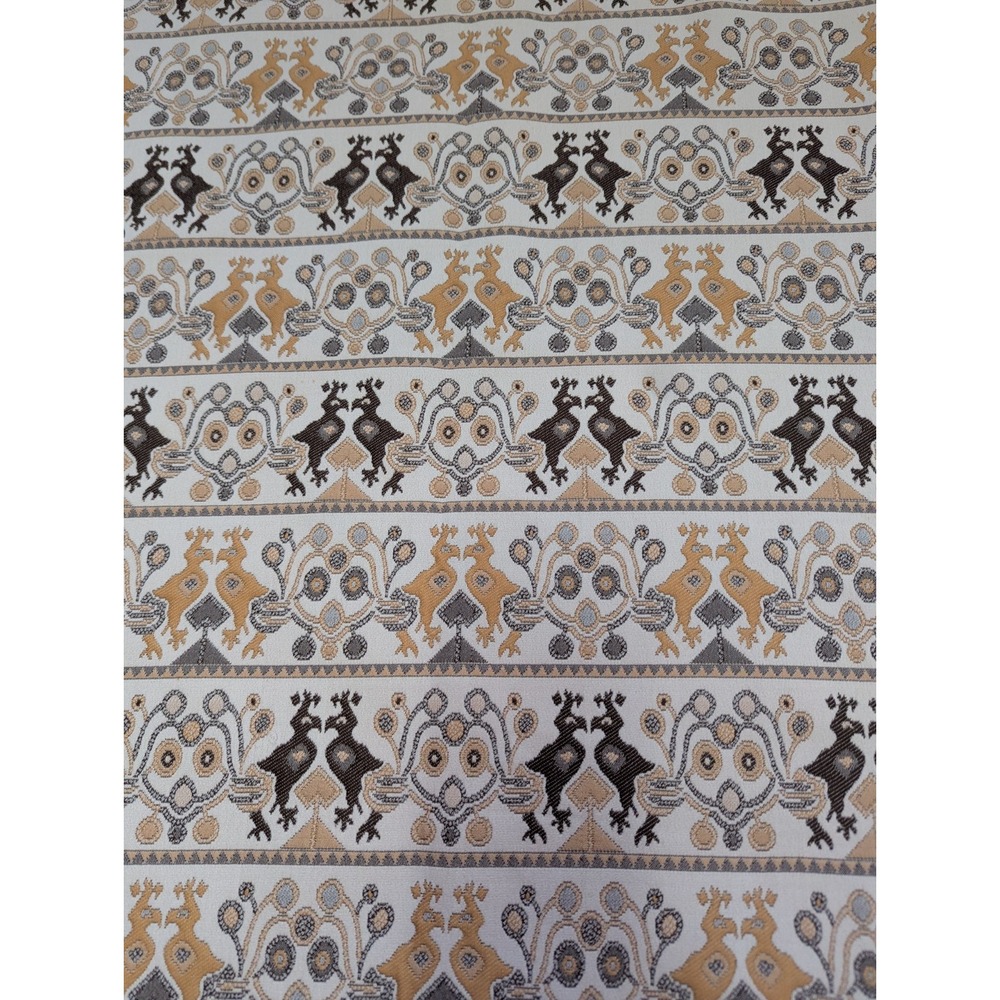 Jacquard Bird Aztec Folk Art Fabric Remnant 44" X 2yd Stretch Earthtone